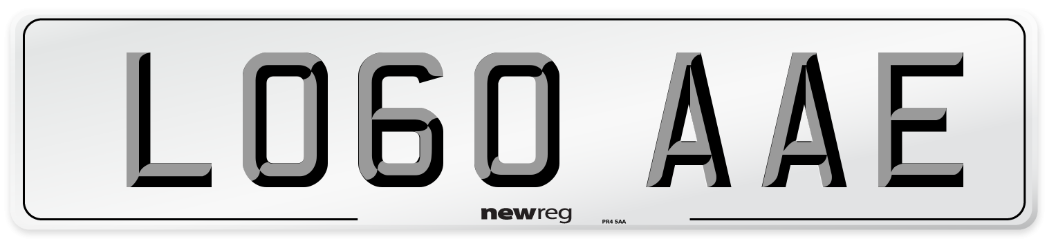 LO60 AAE Number Plate from New Reg
